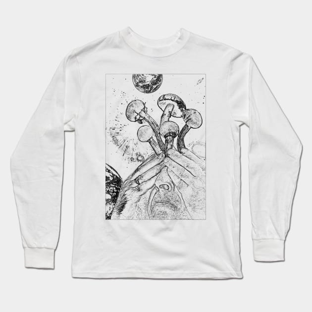 Open Your Mind Mushroom Psychedelic Long Sleeve T-Shirt by JMCdesign